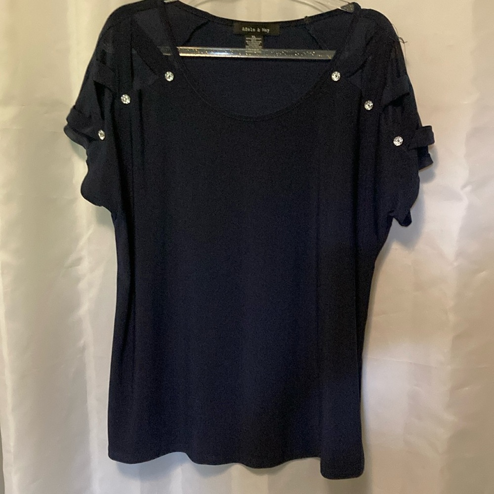 Adele & May Women’s Short Sleeve Top,Navy Blue